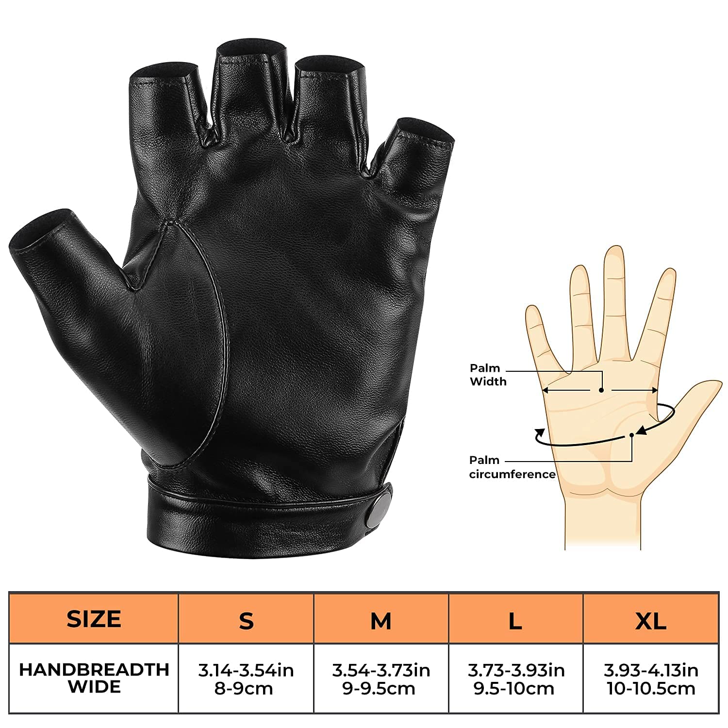 Fingerless Driving Gloves, PU Faux Leather Half Finger Glove for Men Women Teens - Image 6