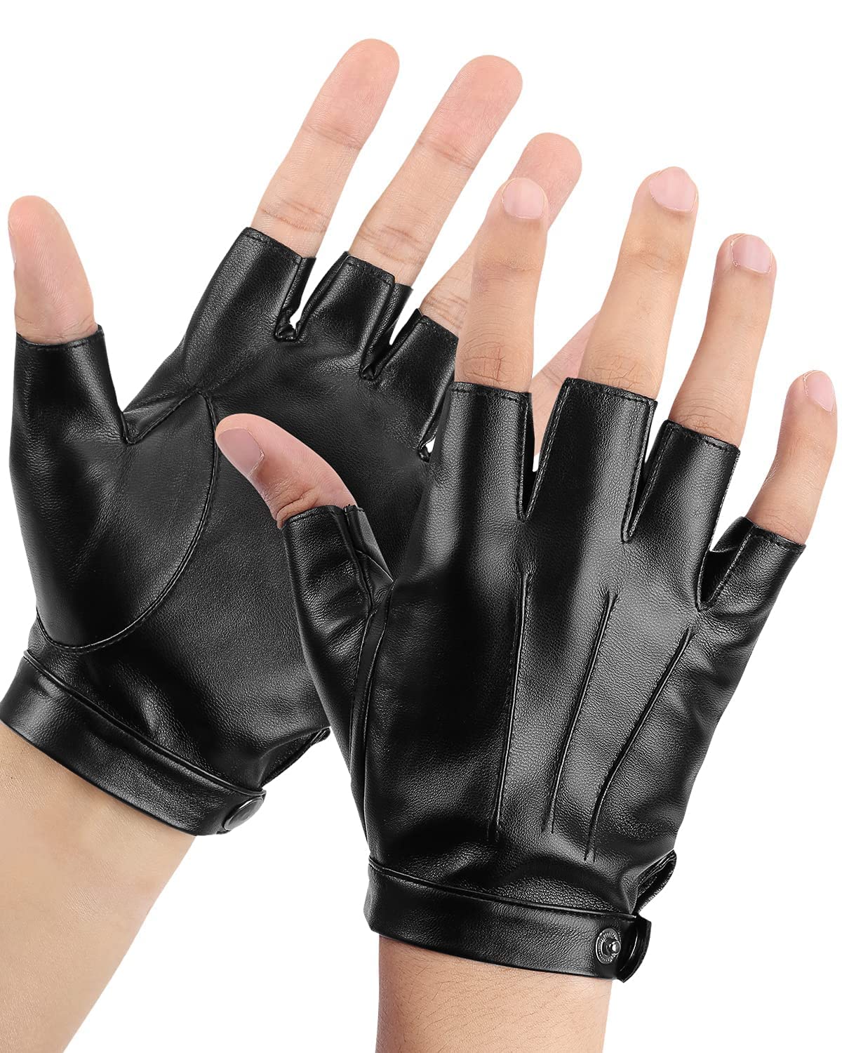 Fingerless Driving Gloves, PU Faux Leather Half Finger Glove for Men Women Teens - Image 8