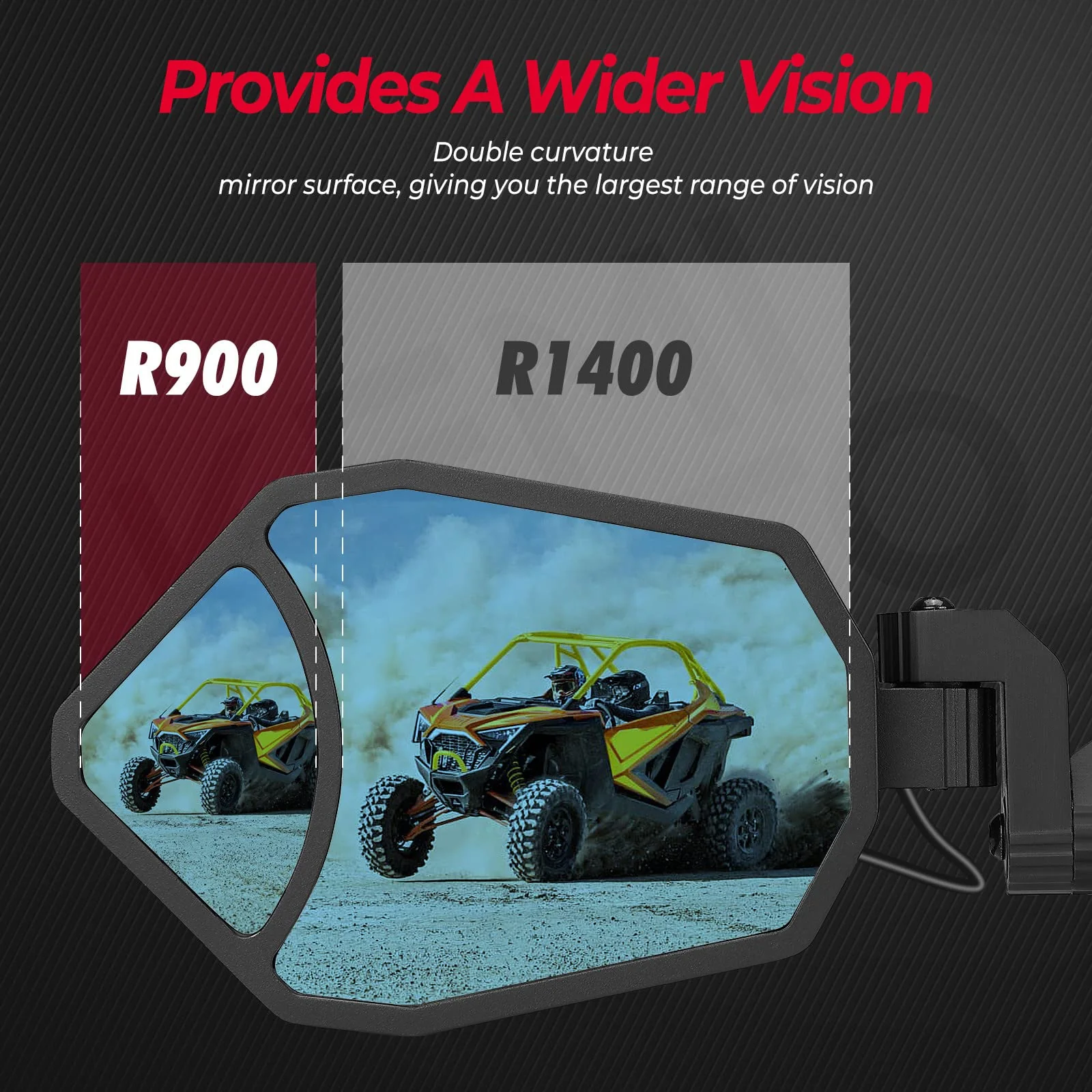 Aluminium RGB UTV Side Mirrors for Can Am Maverick X3/ RZR w/ 1.6"-2" Roll Bar (1 pair) - Image 6