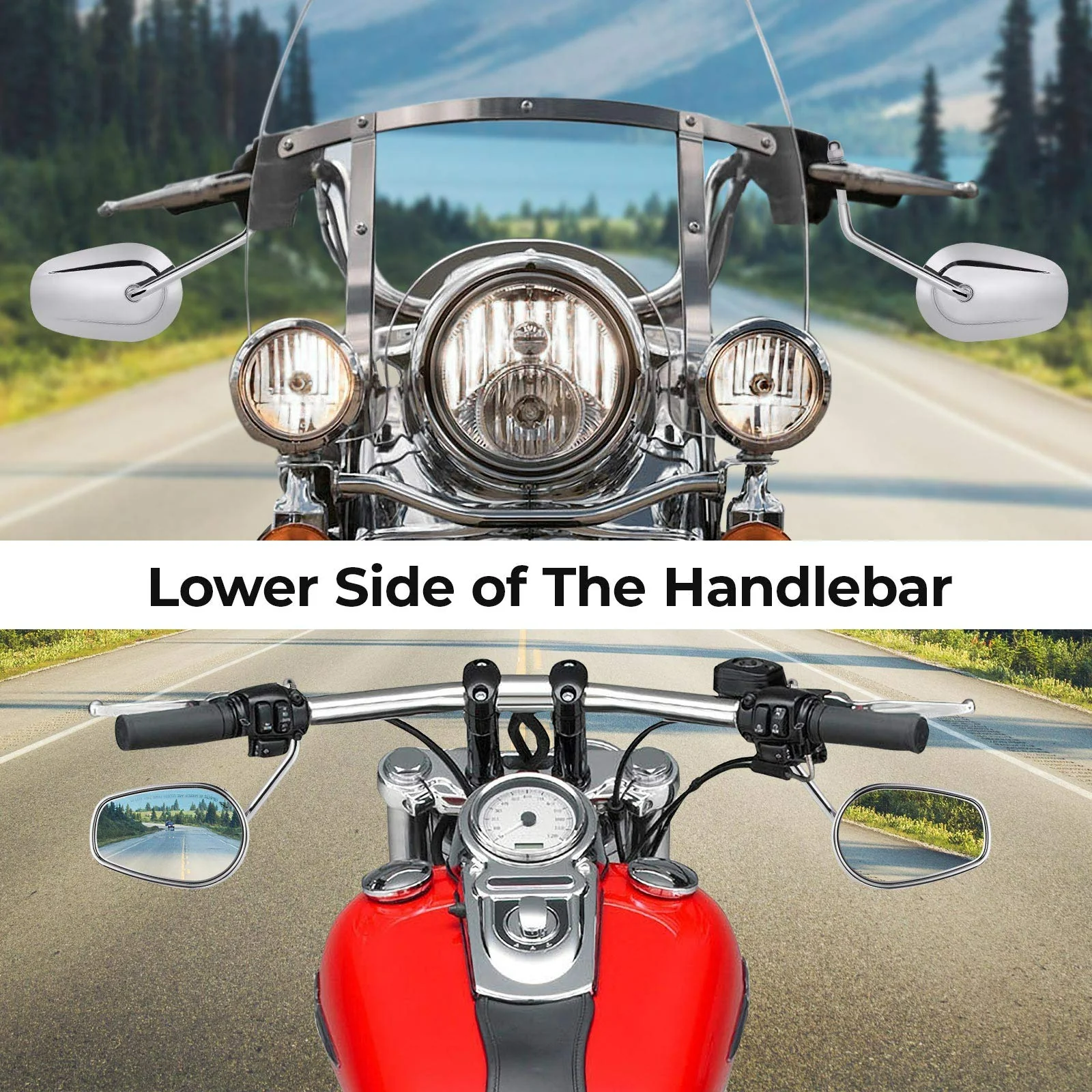 Side Rear View Mirrors with M8 Thread for Harley - Image 8