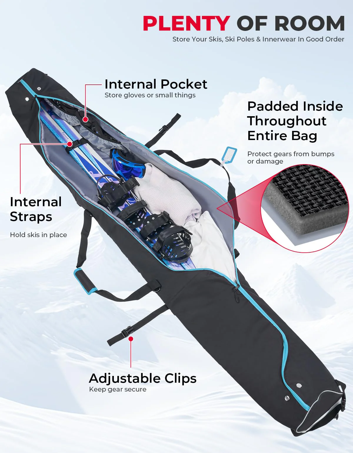 Snowboard Bag, 360° Fully Padded Ski Bag - Image 3
