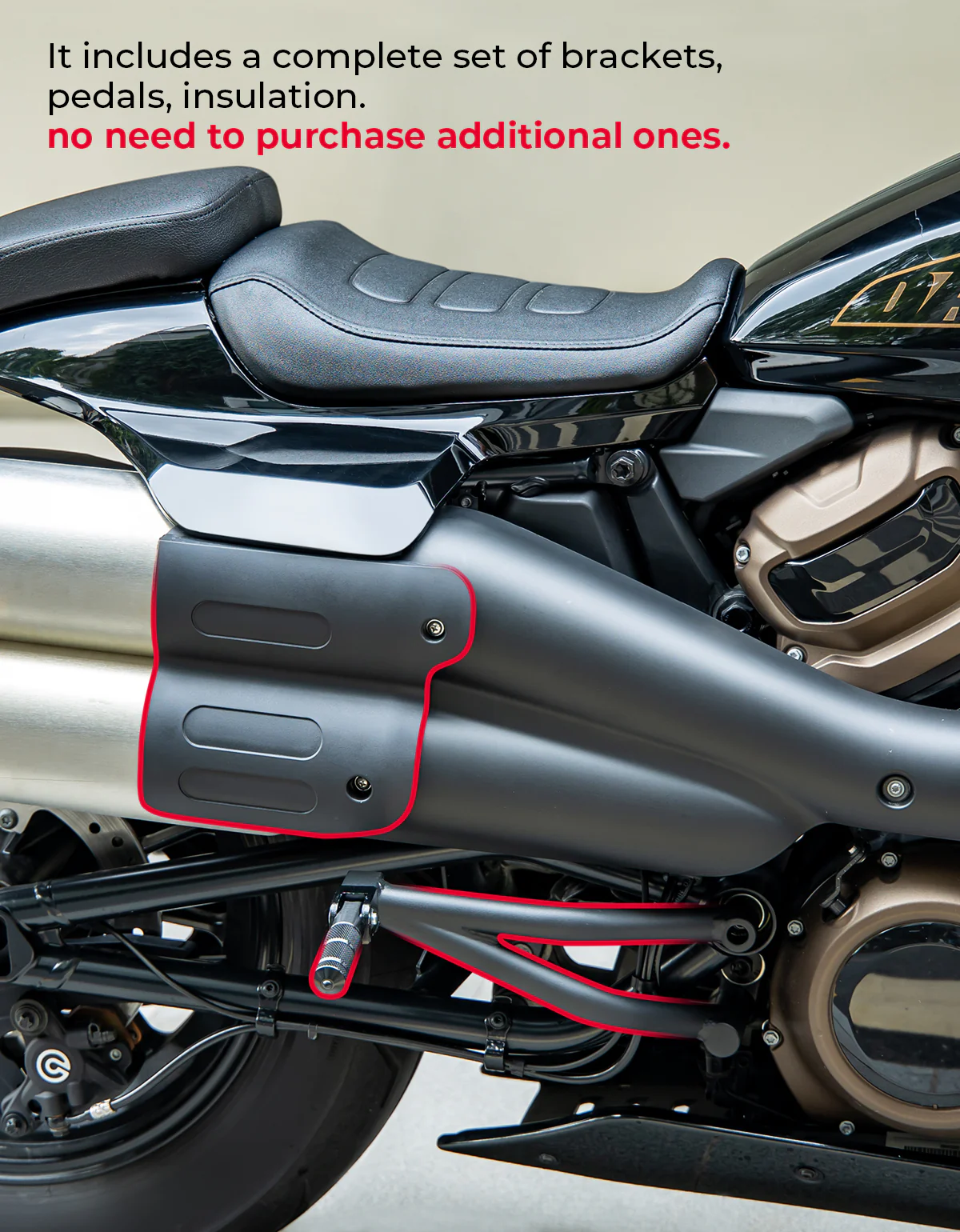 Passenger Footpeg Mount Kit Black for Sportster S 1250 - Image 4