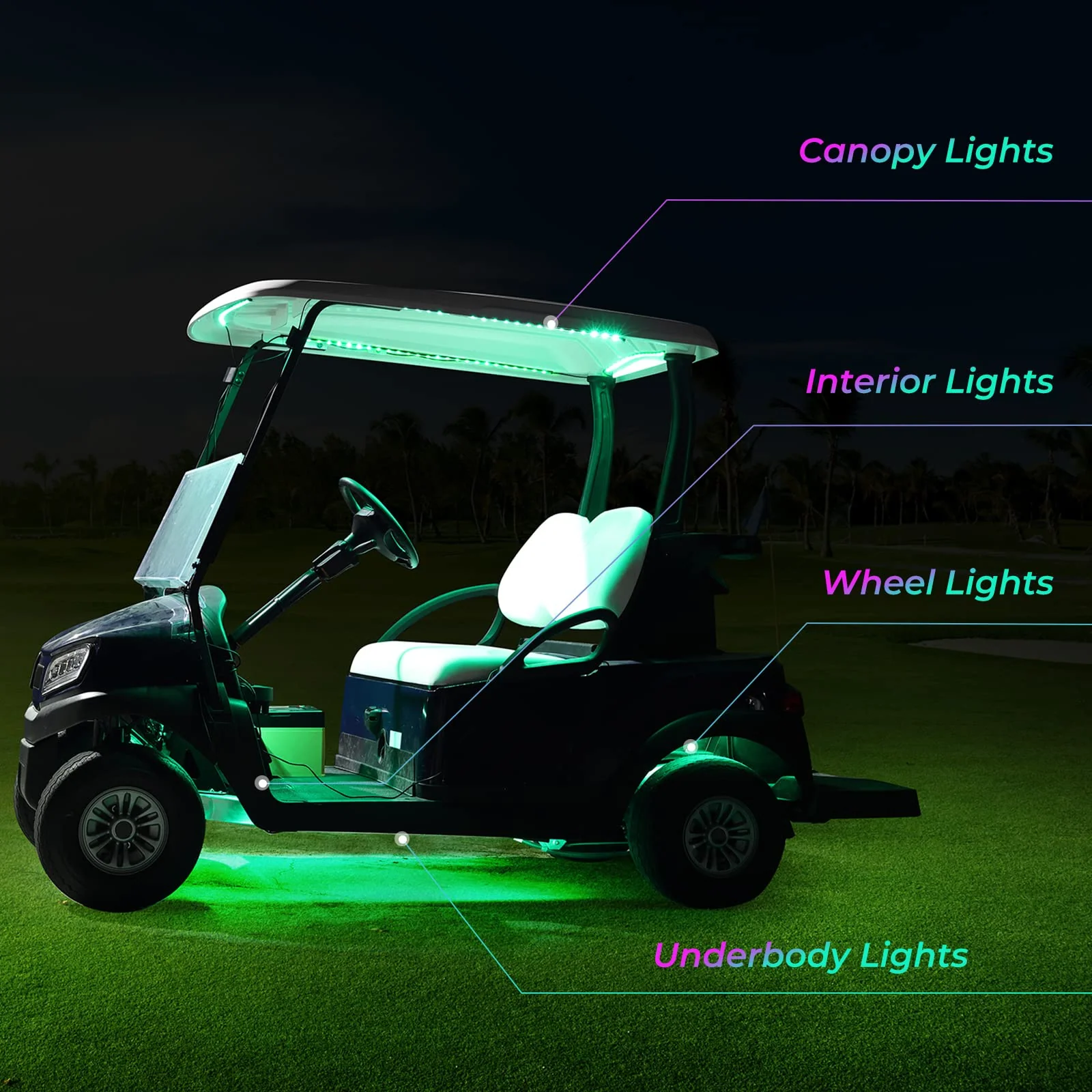 Golf Cart Million Colors Underglow LED Light Kit 12V 12PCS - Image 7