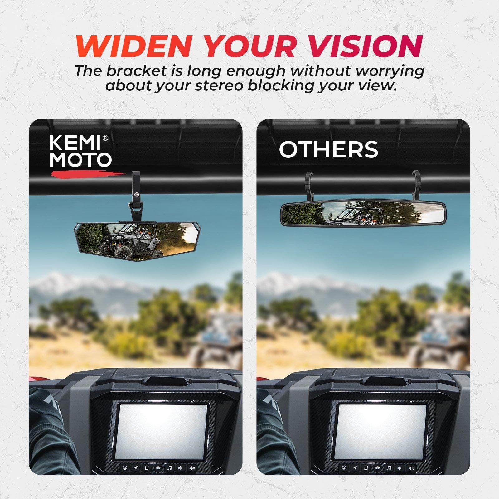 1.5-2" Rear view Mirror for Polaris RZR/Pioneer/Talon/ X3/ CFMOTO/Kawasaki - Image 4