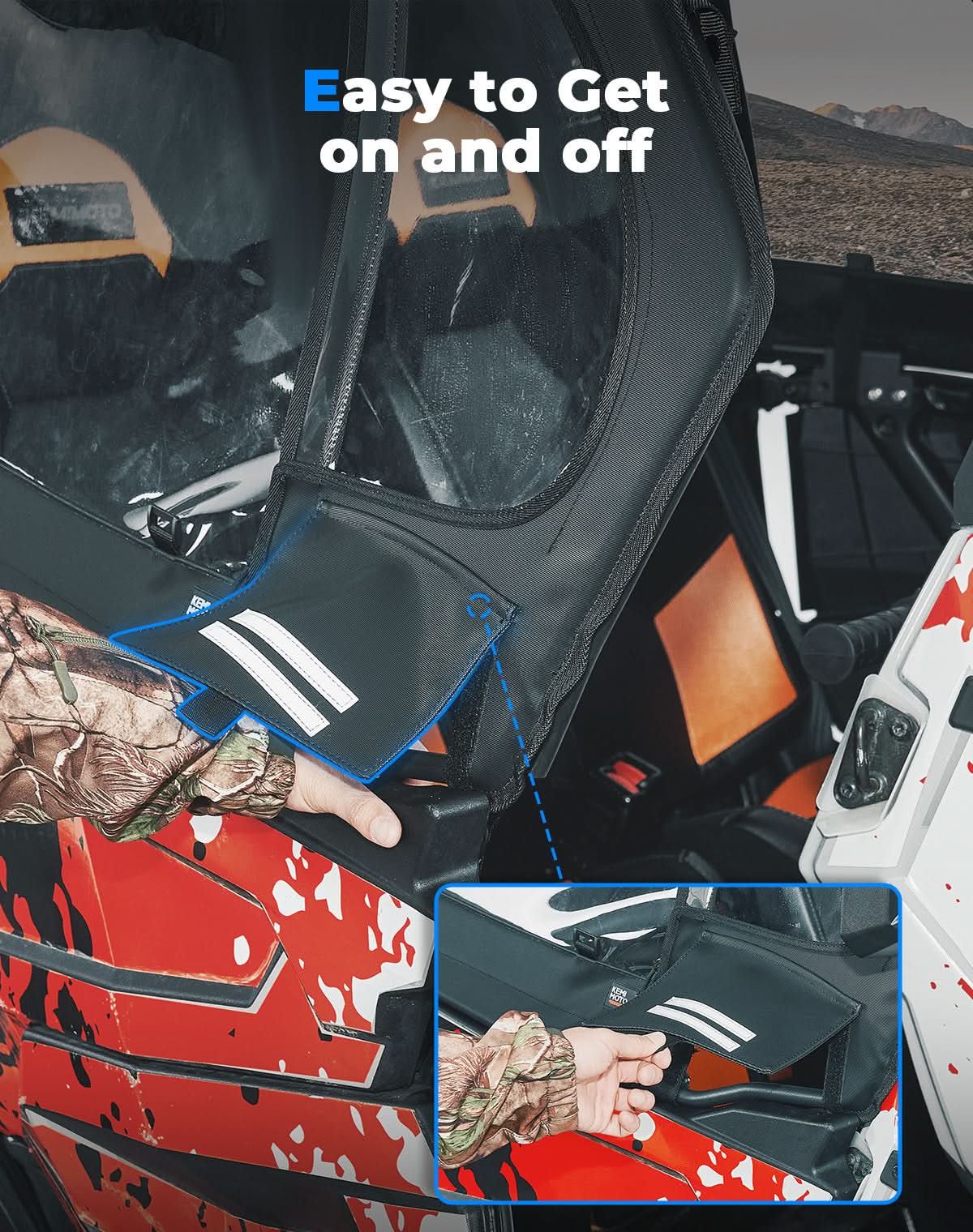 Upper Doors with Steel Frame for Polaris RZR XP 1000 / XP Turbo 2016-2023 - Image 5