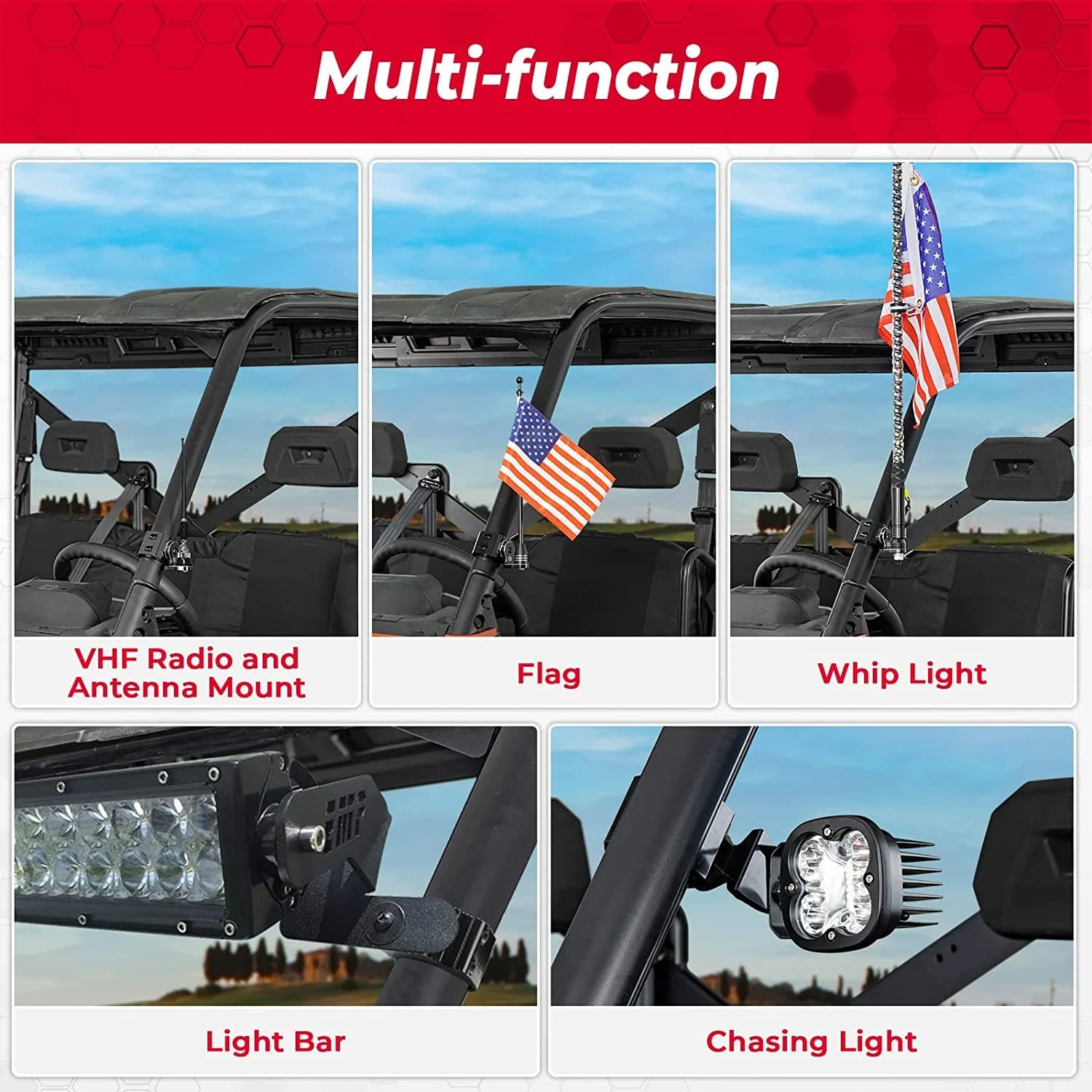 UTV Whip Light Flag Mount for Pro-fit Cage - Image 6