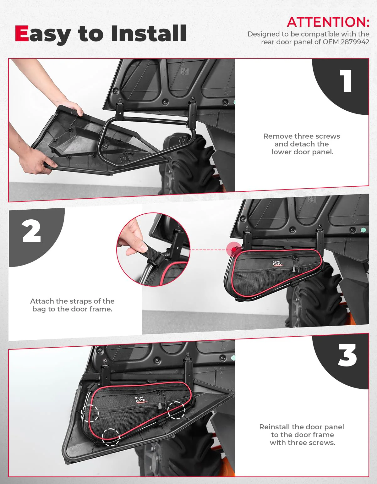 UTV Rear Door Bags for Polaris RZR XP 4 1000/Turbo 2014-2023 - Image 7