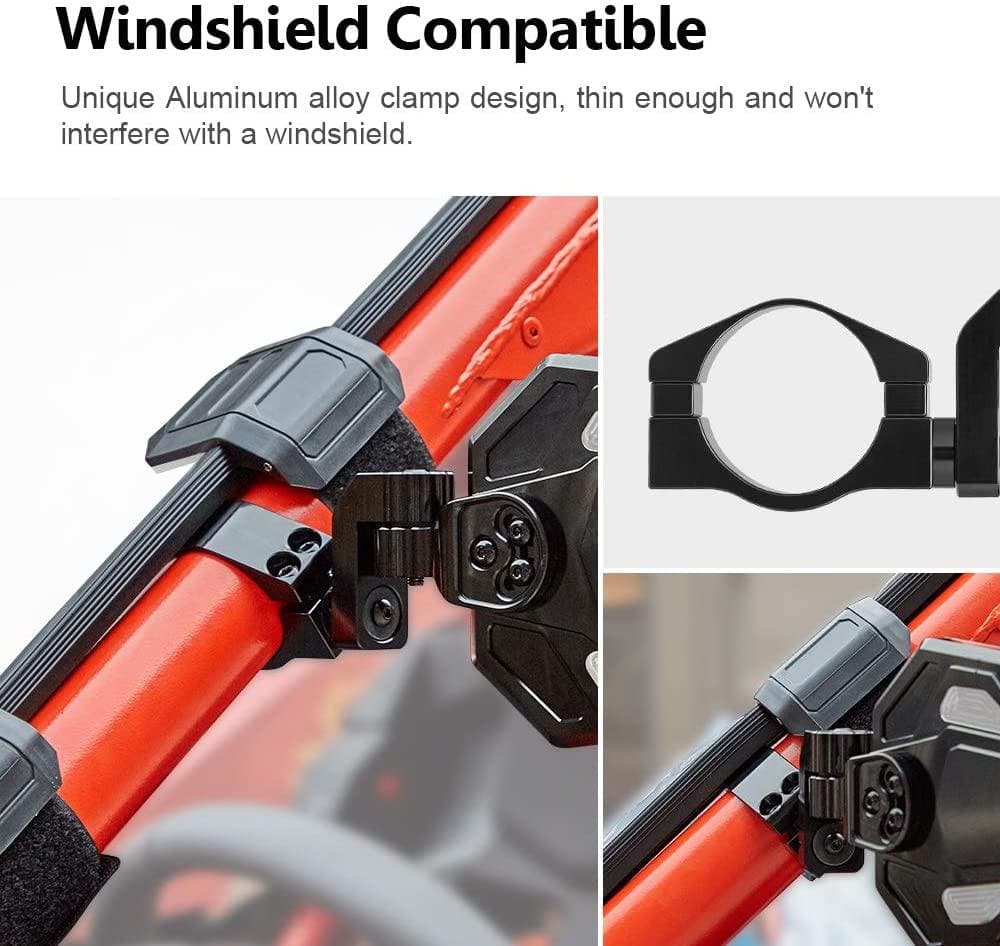 UTV Rear View Side Mirrors for Can Am Maverick X3/ RZR w/ 1.75"-2" roll bar (1 pair) - Image 3