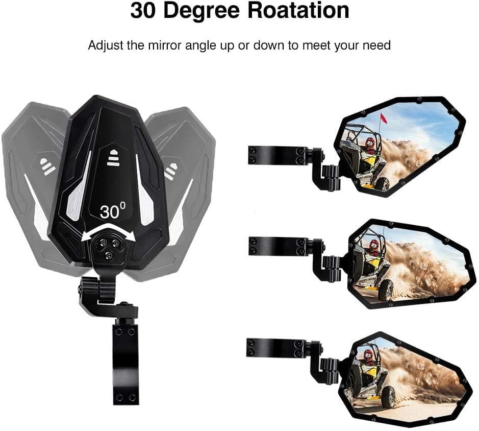 UTV Rear View Side Mirrors for Can Am Maverick X3/ RZR w/ 1.75"-2" roll bar (1 pair) - Image 5