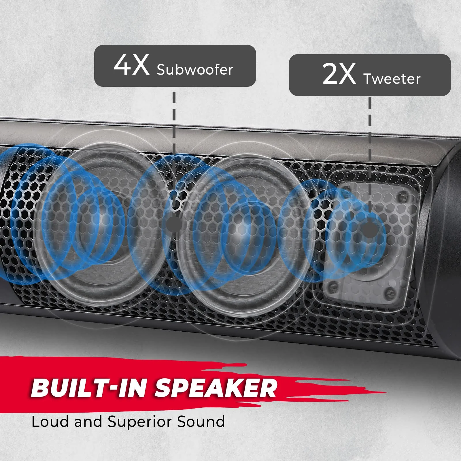 SxS UTV Sound Bar System Bluetooth Speaker 500W 28" Outdoor Marine Soundbars - Image 5