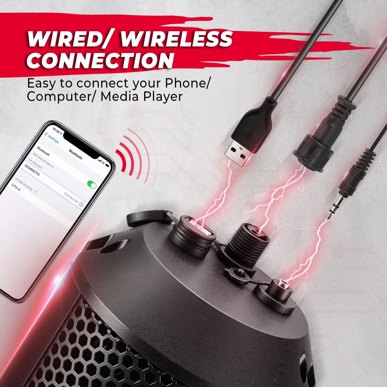 SxS UTV Sound Bar System Bluetooth Speaker 500W 28" Outdoor Marine Soundbars - Image 8