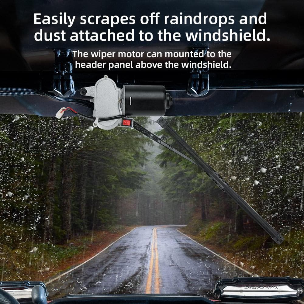 12V Electric Windshield Wiper Washer Kit for Polaris RZR, Ranger, Can-Am - Image 4