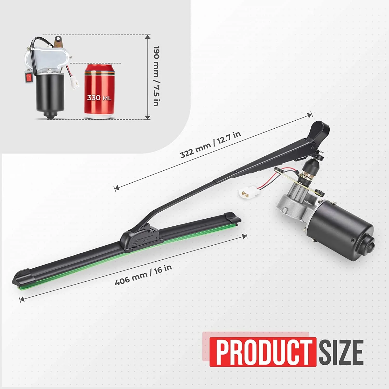 12V Electric Windshield Wiper Washer Kit for Polaris RZR, Ranger, Can-Am - Image 8