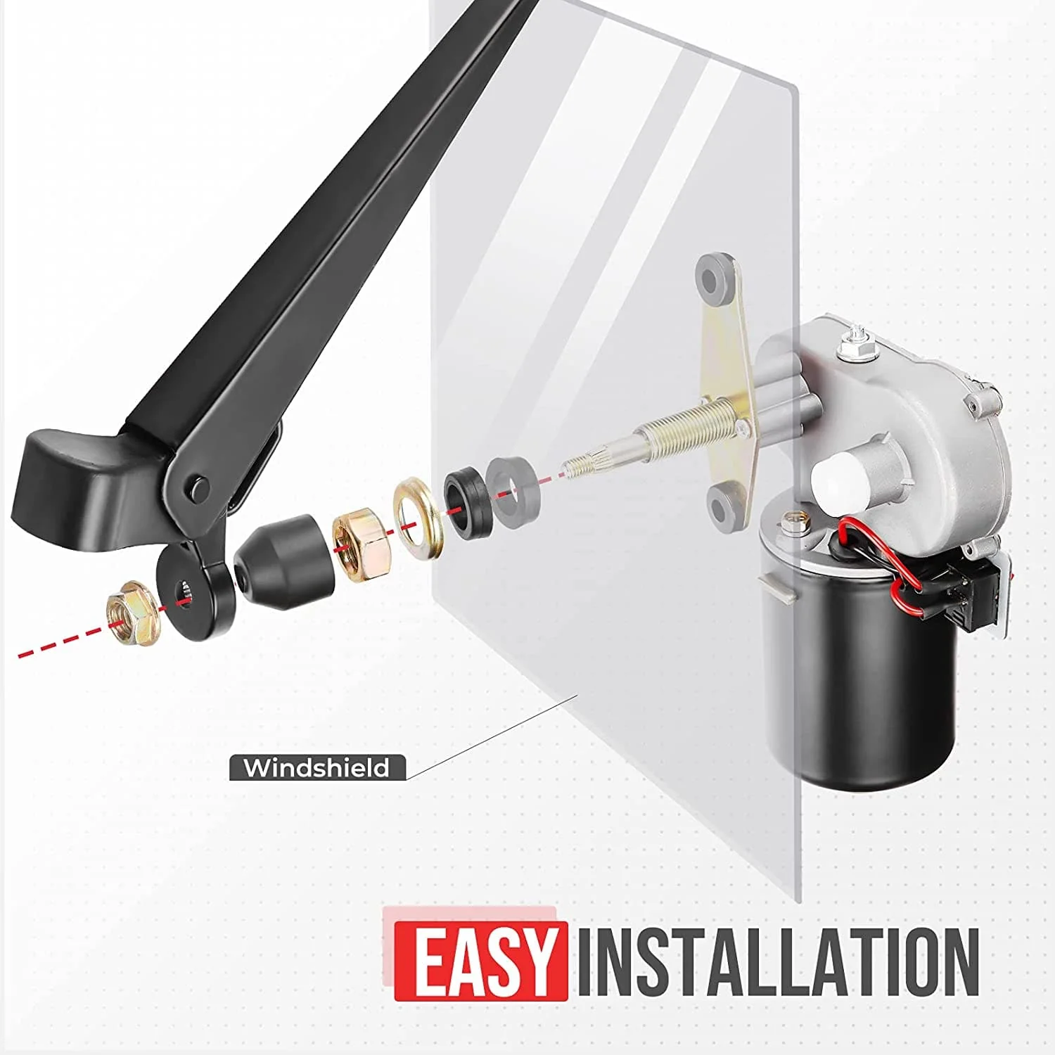 12V Electric Windshield Wiper Washer Kit for Polaris RZR, Ranger, Can-Am - Image 9